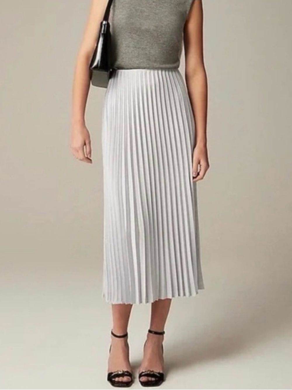 J.Crew Gwyneth Pleated Skirt XXL Gray Midi | Satin Flowy Classic Workwear